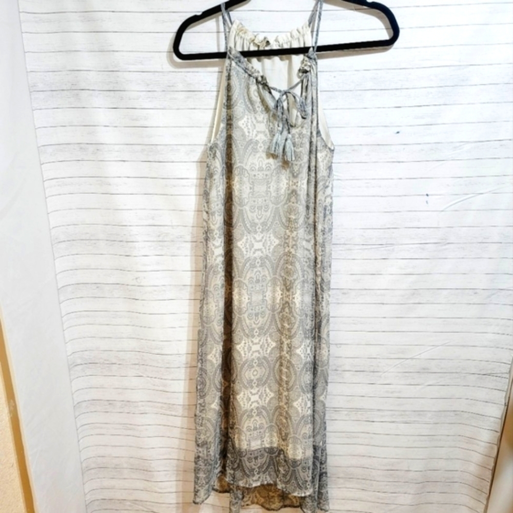 LUCKY BRAND MIDI RACER BACK SUN DRESS, GRAY SZ SMALL